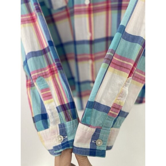 Old Navy Women’s Plaid Lightweight Collared Button Up Blouse Sz Medium - Picture 5 of 10